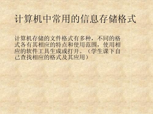 不同的存储格式
