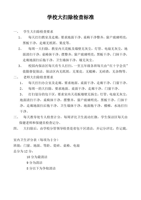 学校大扫除检查标准