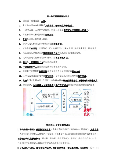 部编版道德与法治八年级下易错易漏知识点汇总
