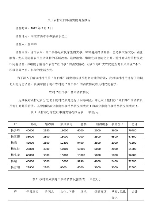 关于农村红白事消费的调查报告
