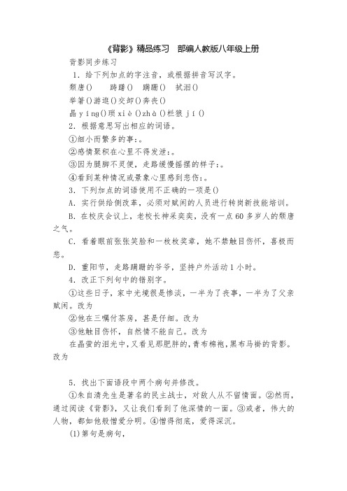 《背影》精品练习  部编人教版八年级上册
