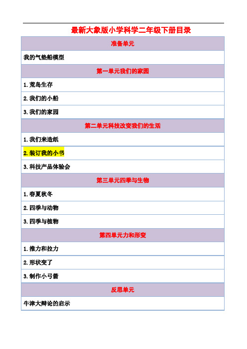 【新教材】最新大象版科学二年级下册《装订我的小书》教案教学设计
