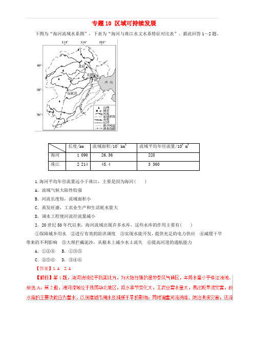 2019年高考地理考纲解读与热点难点突破专题10区域可持续发展热点难点突破 含答案解析