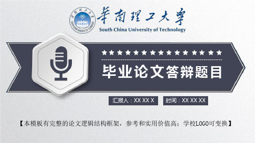 华南理工大学 论文答辩开题报告精美框架式PPT模板
