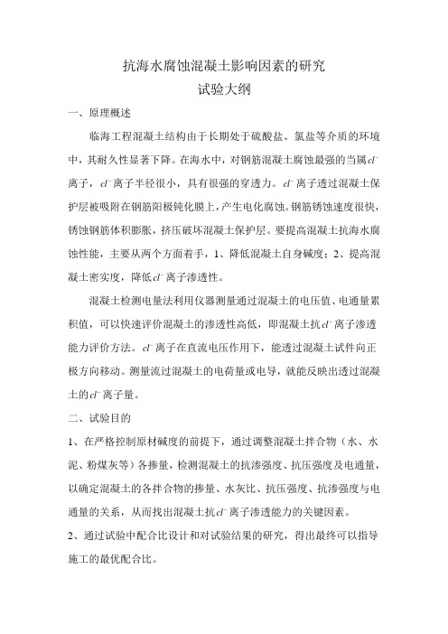 抗海水腐蚀砼实验大纲