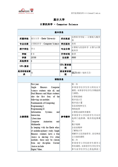 基尔大学计算机科学本科录取