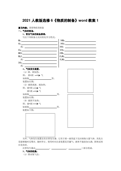 2021人教版选修6《物质的制备》word教案1
