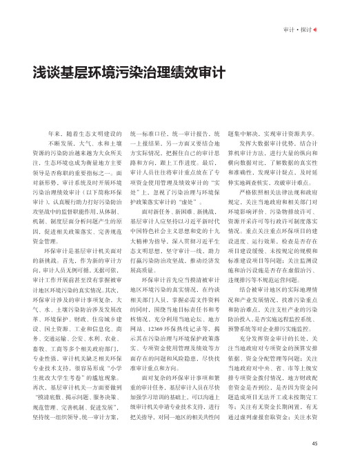 浅谈基层环境污染治理绩效审计