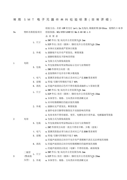 电子料的检验标准