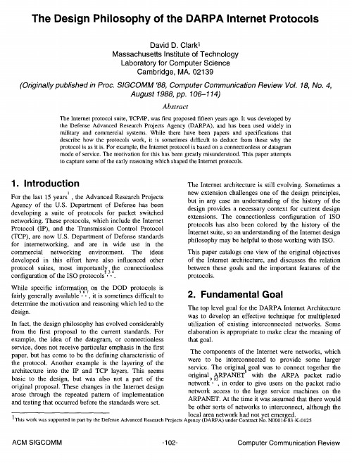 The Design Philosophy of the DARPA Internet Protocols