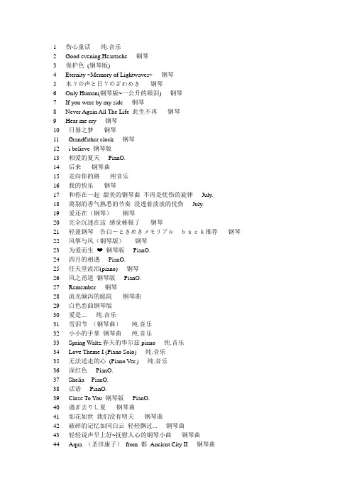 著名的,好听的钢琴曲等轻音乐名收集