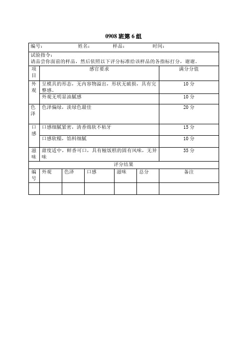感官鉴定表