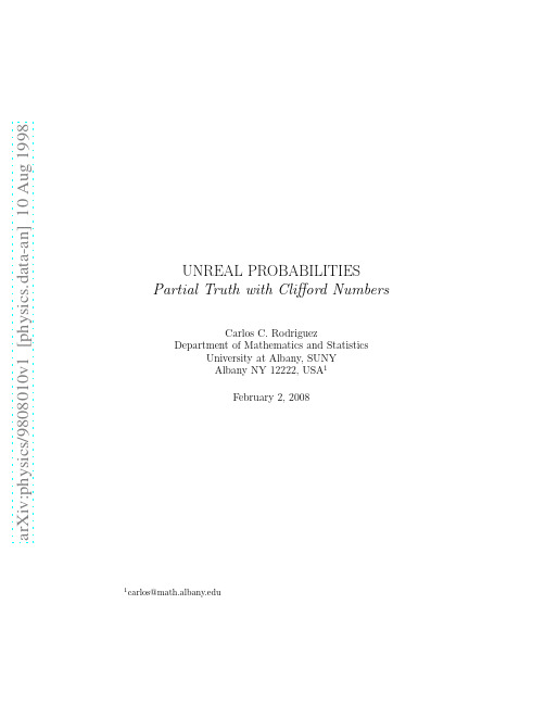 Unreal Probabilities Partial Truth with Clifford Numbers