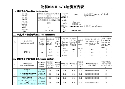 附2-3 物料REACH SVHC物质宣告表(共46种SVHC物质)