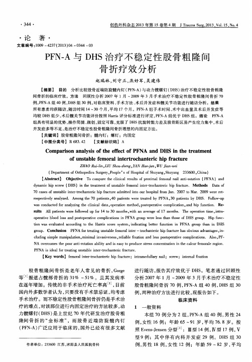 PFN-A与DHS治疗不稳定性股骨粗隆间骨折疗效分析