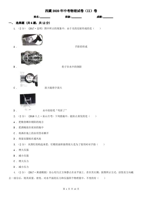 西藏2020年中考物理试卷(II)卷