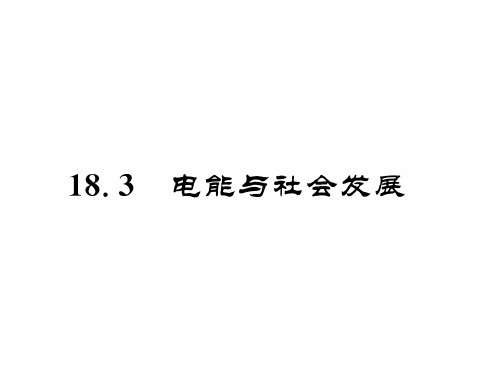 秋九年级物理下册(沪粤版)课件：18.3 电能与社会发展(共23张PPT)
