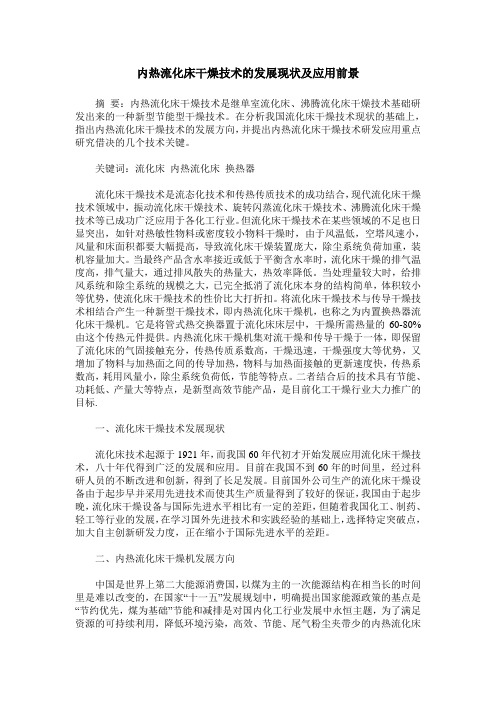 内热流化床干燥技术的发展现状及应用前景