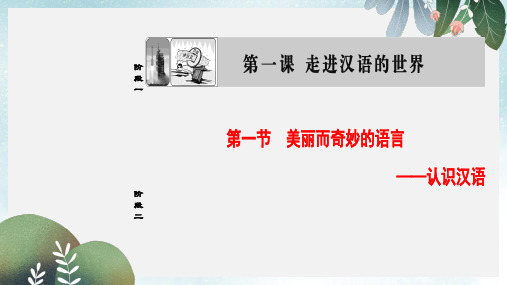 高中语文第1课走进汉语世界第1节美丽而奇妙的语言_认识汉语课件新人教版选修语言文字应用