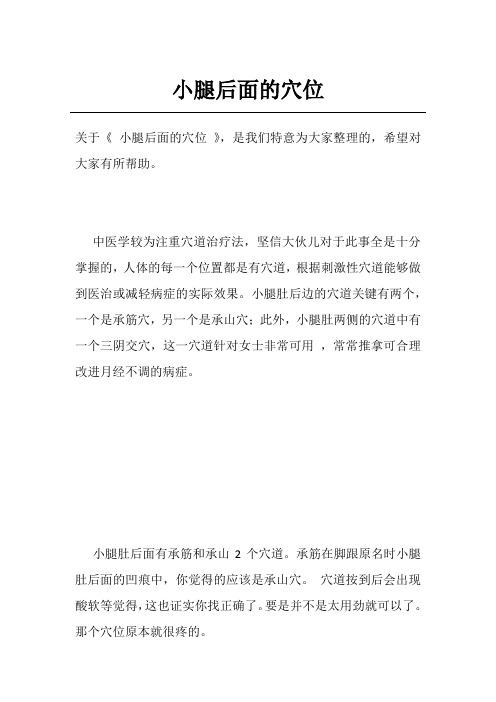 小腿后面的穴位