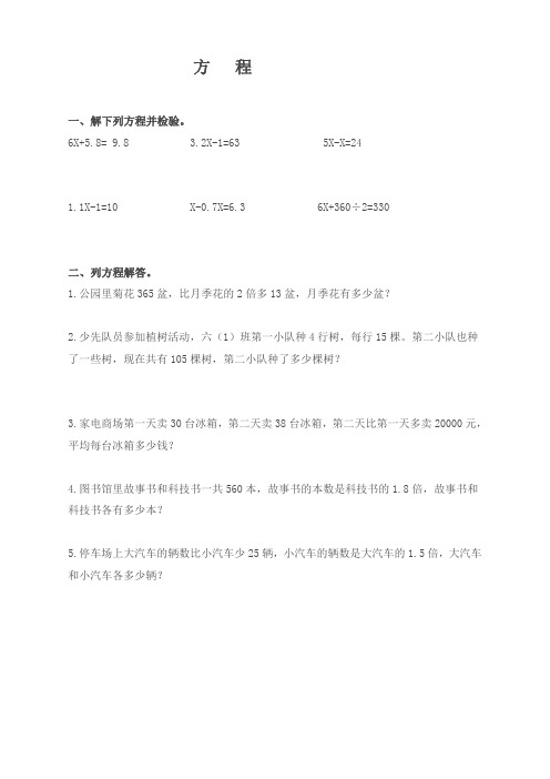 (苏教版)六年级数学上册 方程 3