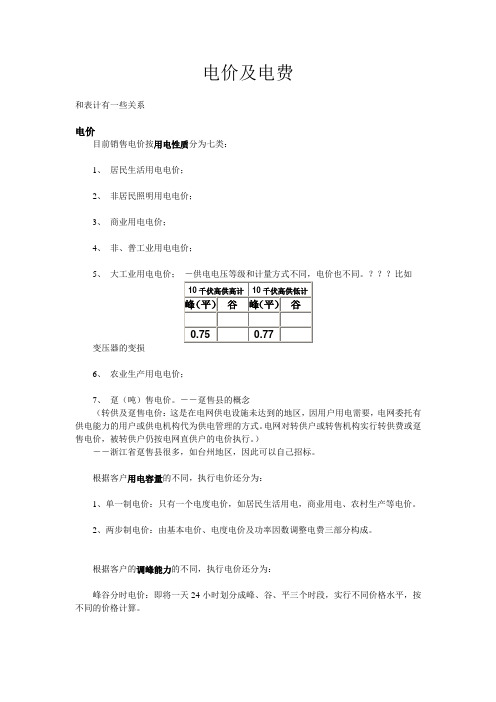 电价及电费的关系