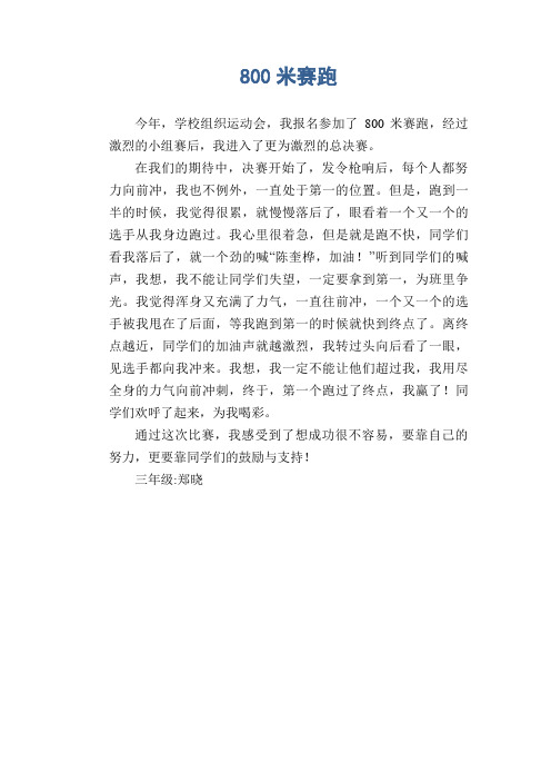 小学生叙事作文：800米赛跑