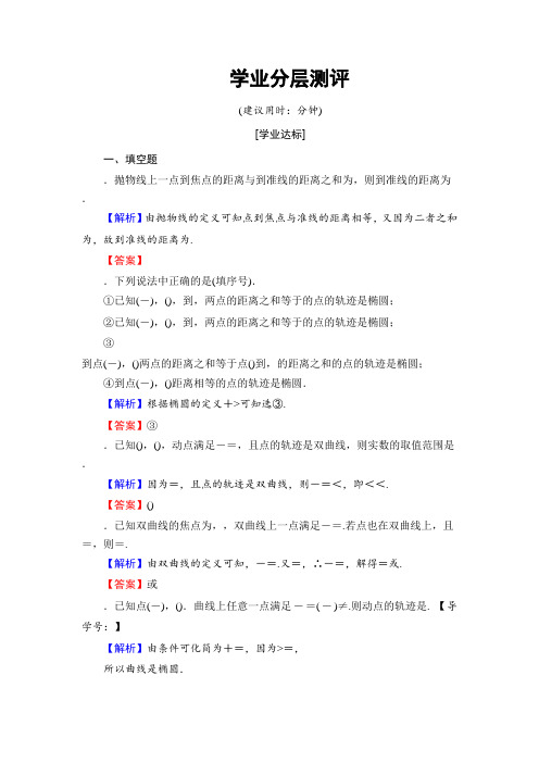 高中数学(苏教版 选修2-1)学业分层测评第2章 圆锥曲线与方程 2.1 Word版含答案
