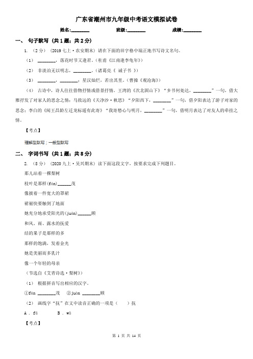 广东省潮州市九年级中考语文模拟试卷
