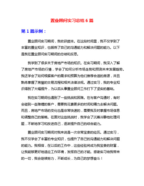 置业顾问实习总结6篇