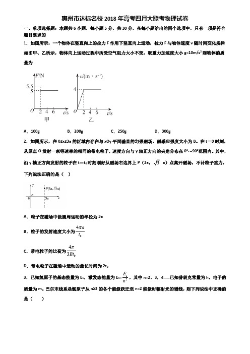 惠州市达标名校2018年高考四月大联考物理试卷含解析