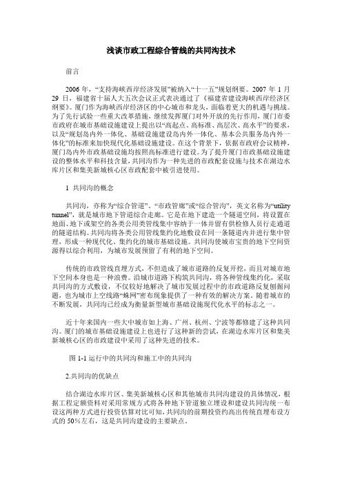 浅谈市政工程综合管线的共同沟技术
