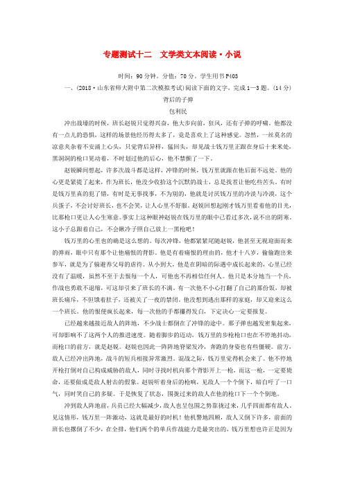 2019版高考语文一轮复习 第三部分 现代文阅读 专题测试12 文学类文本阅读 小说