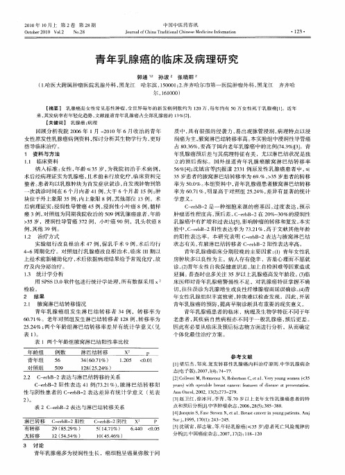 青年乳腺癌的临床及病理研究