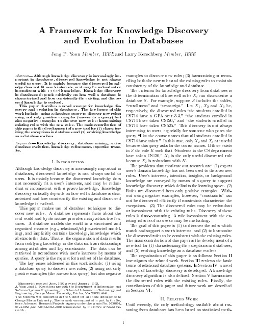 A Framework for Knowledge Discovery and Evolution in Databases