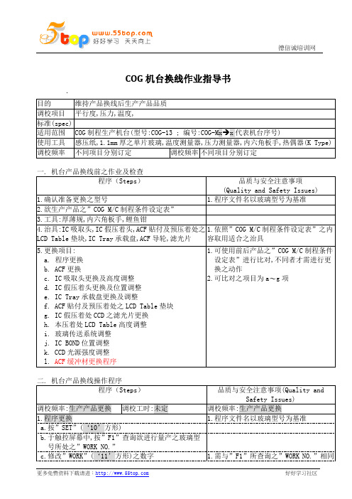 COG机台换线作业指导书