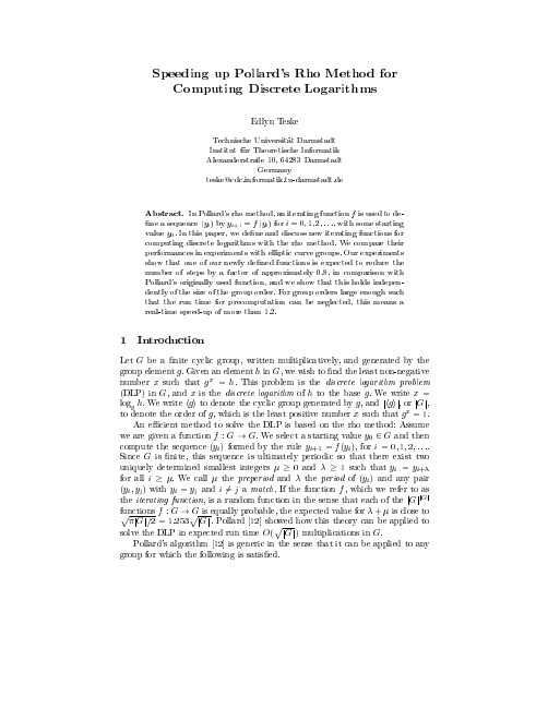 Speeding up Pollard's rho method for computing discrete logarithms