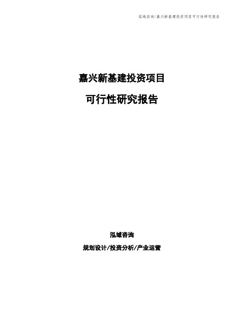 嘉兴新基建投资项目可行性研究报告