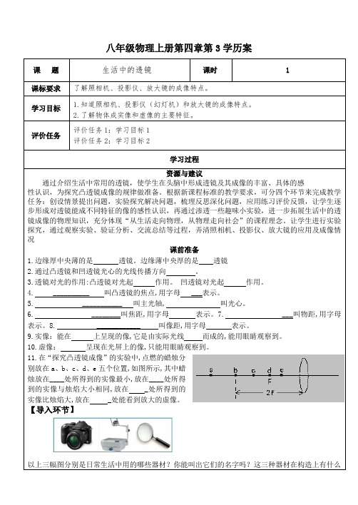 初中物理《生活中的透镜》学历案