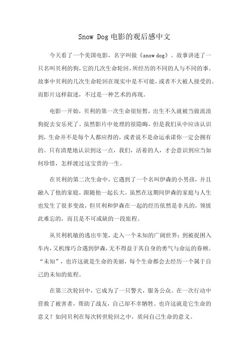 Snow Dog电影的观后感中文