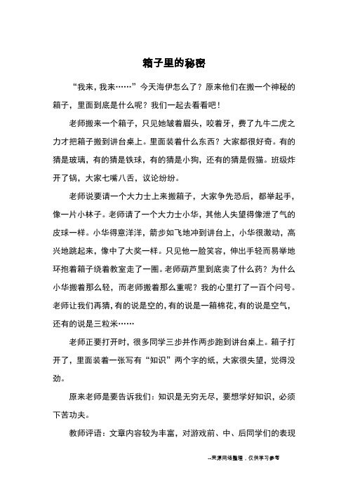 箱子里的秘密_小学一二年级记事