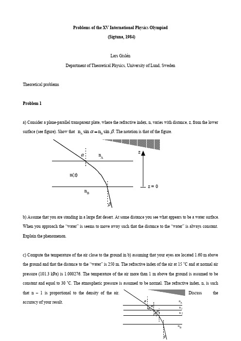 第15届国际物理奥林匹克竞赛试题及解答(英文).doc