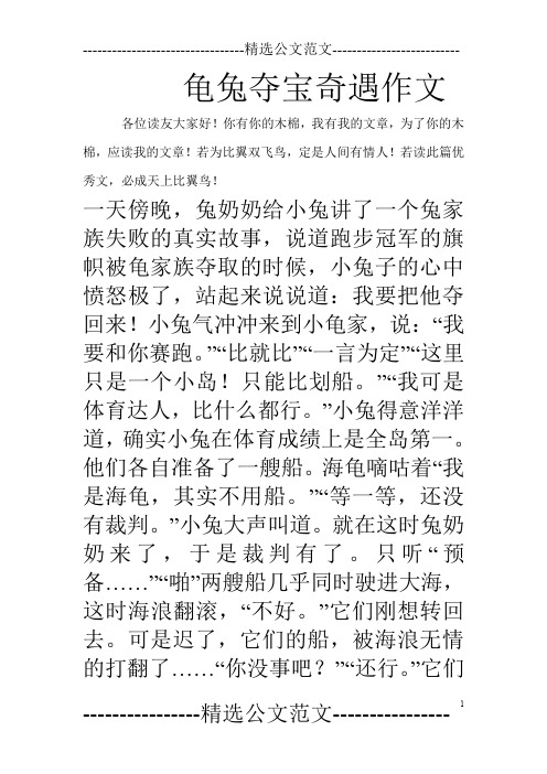 龟兔夺宝奇遇作文