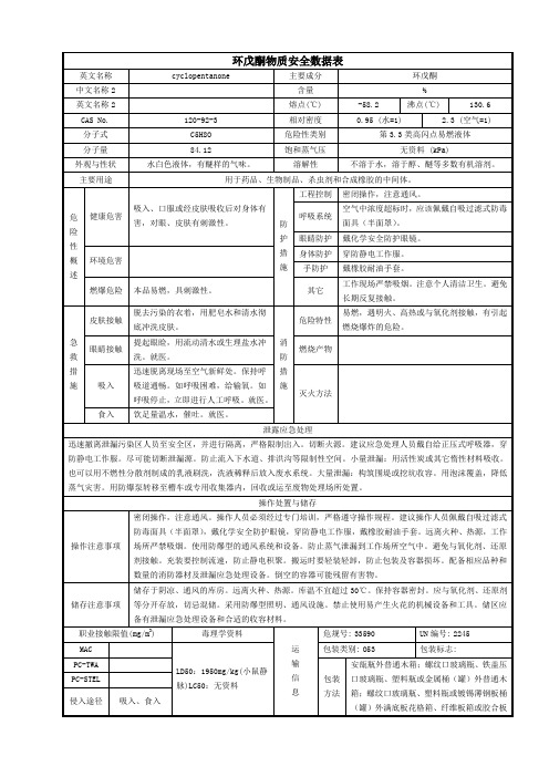 环戊酮物质安全数据表