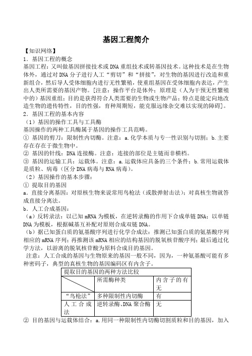 高中生物基因工程简介旧人教选修