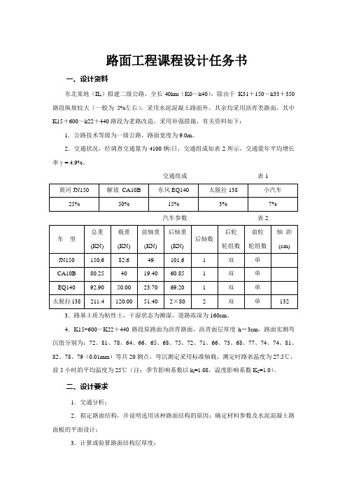 路面课程设计任务书