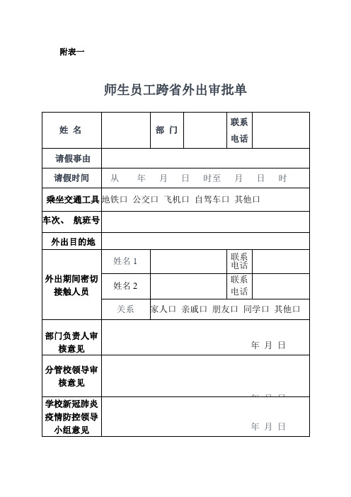 师生员工跨省外出行程轨迹表及师生员工跨省外出审批单(3)