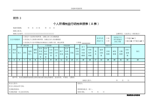 3.个人所得税自行纳税申报表(A表)