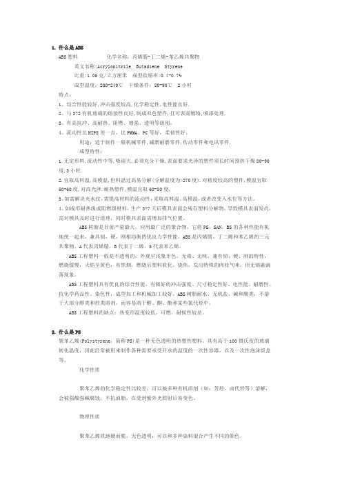 ABS胶料与PS胶料简介