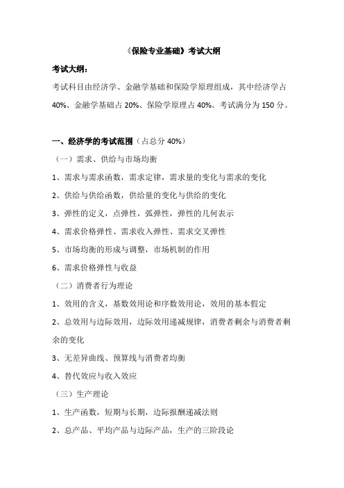 浙江财经大学保险专业基础2020年考研专业课初试大纲